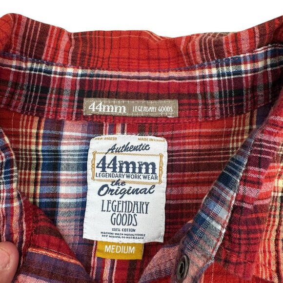 Authentic 44mm Plaid Western Pearl Snap Front Button Down Shirt Men's Size M - Picture 4 of 6